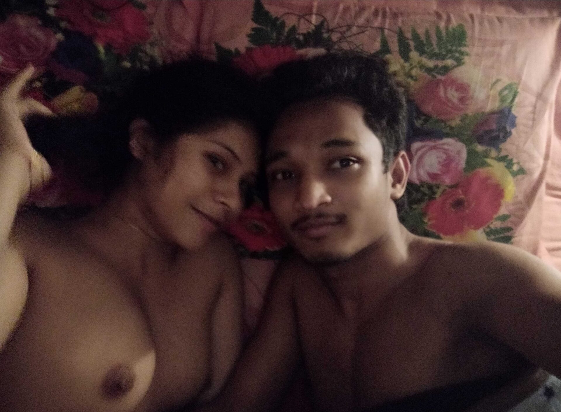 Newly married couple first night romance photos