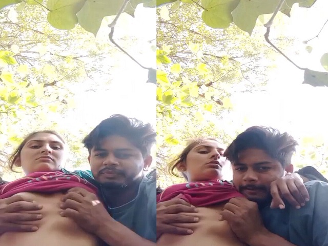 GF boob pressed hard outdoors viral sex